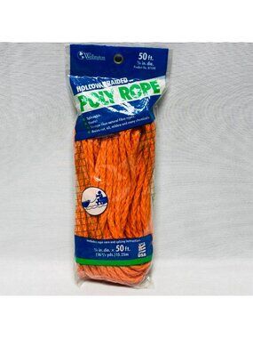Wellington Hollow Braided Poly Rope 50 Ft Orange Spliceable Floats Durable USA